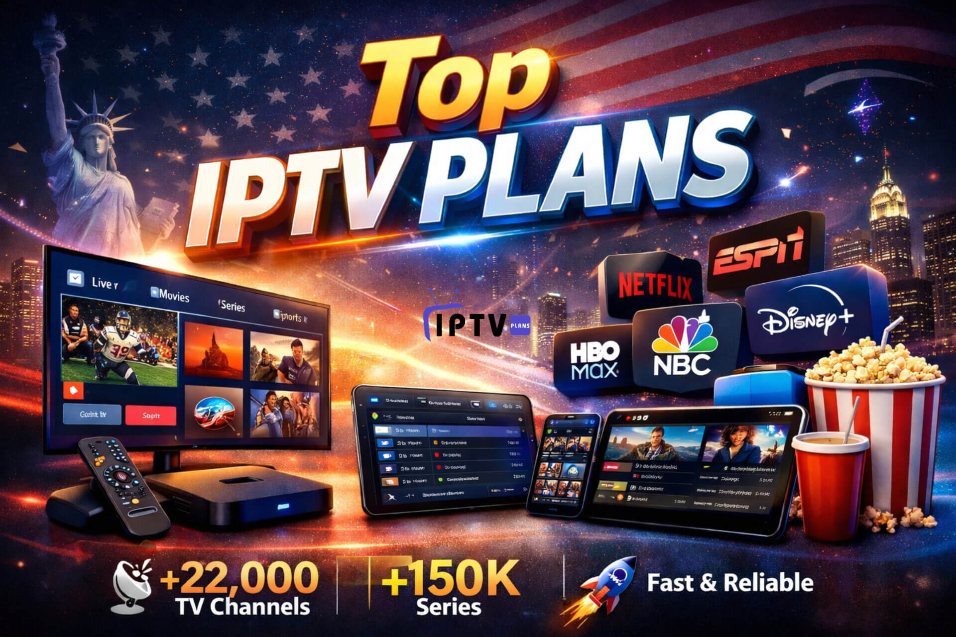 Top IPTV Plans for USA – +22,000 TV Channels and +150K Series, Fast & Reliable IPTV Streaming on Smart TV, Mobile, Tablet, and TV Box