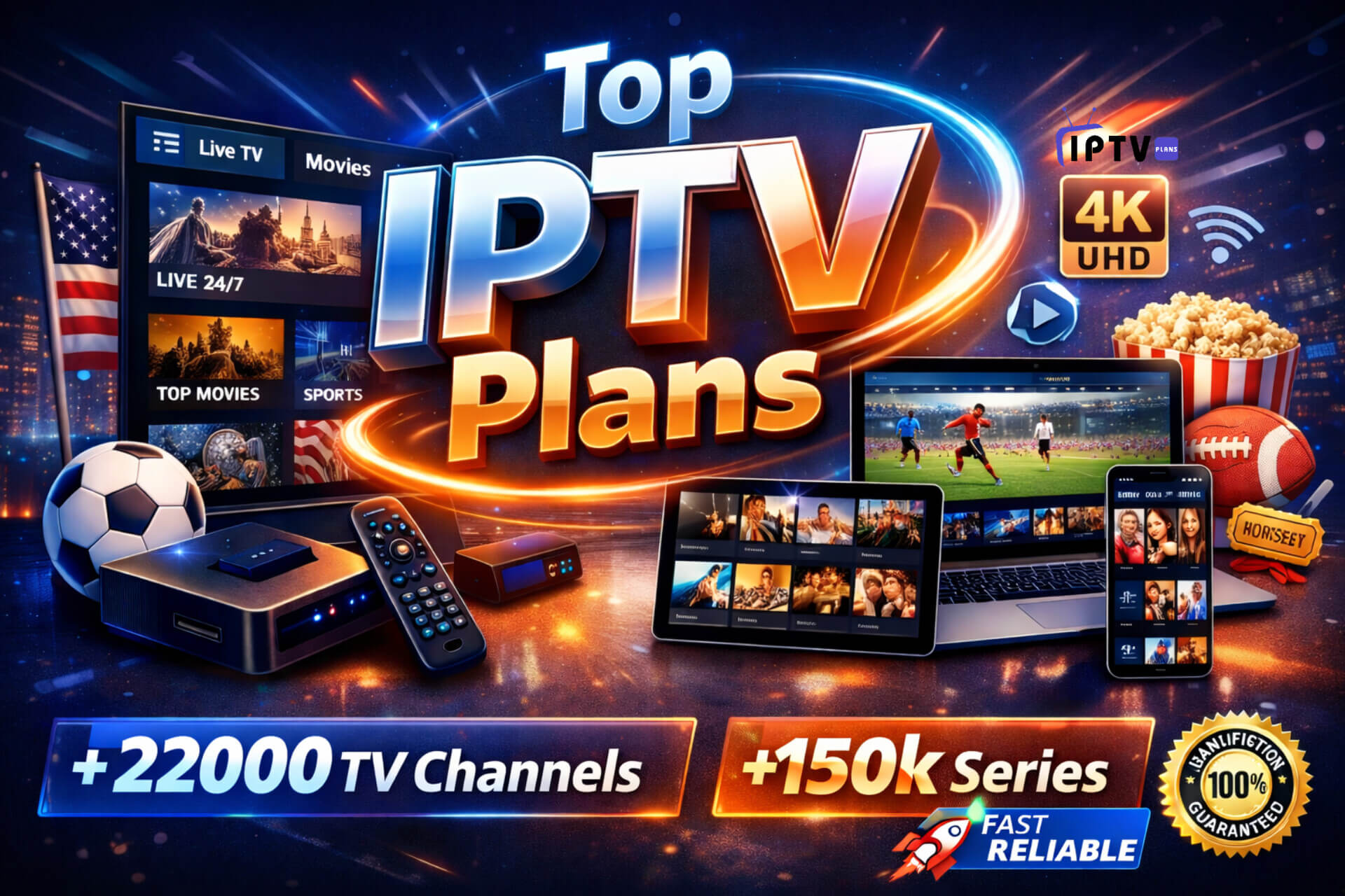 Top IPTV Plans with 22000+ TV Channels and 150K+ Series – Watch Live TV, Movies, and Sports in 4K UHD on Multiple Devices in the USA